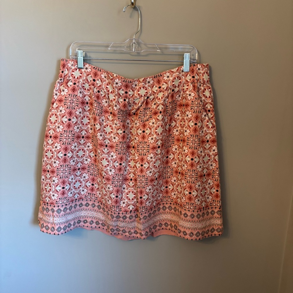 LOFT Pink Floral Embroidered Mini Skirt